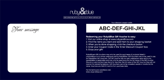 The addition of a large message box meant a redesign for the back of the voucher.