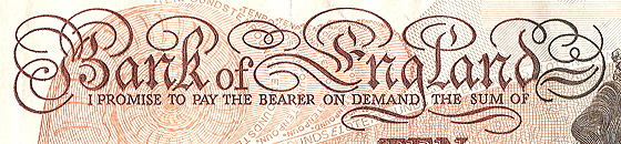 Elegant swirls are used for the text on banknotes.